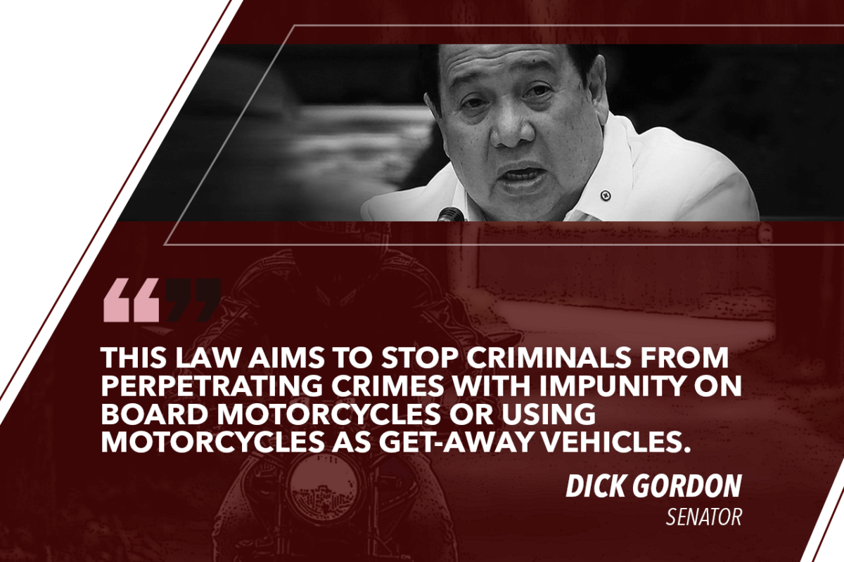 WITH BIGGER MOTORCYCLE PLATE NUMBERS, CRIMINALS WON’T GET AWAY EASILY – GORDON
