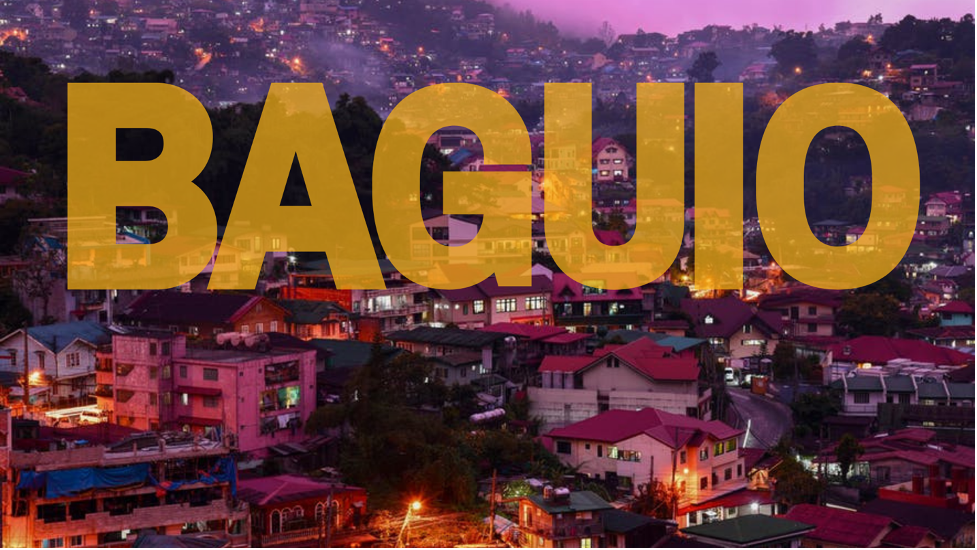 Baguio caption in front of Baguio City